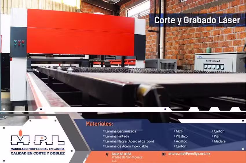 CORTE L&Aacute;SER, Maquilado Profesional en L&aacute;mina