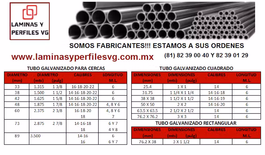 LAMINAS Y PERFILES VG